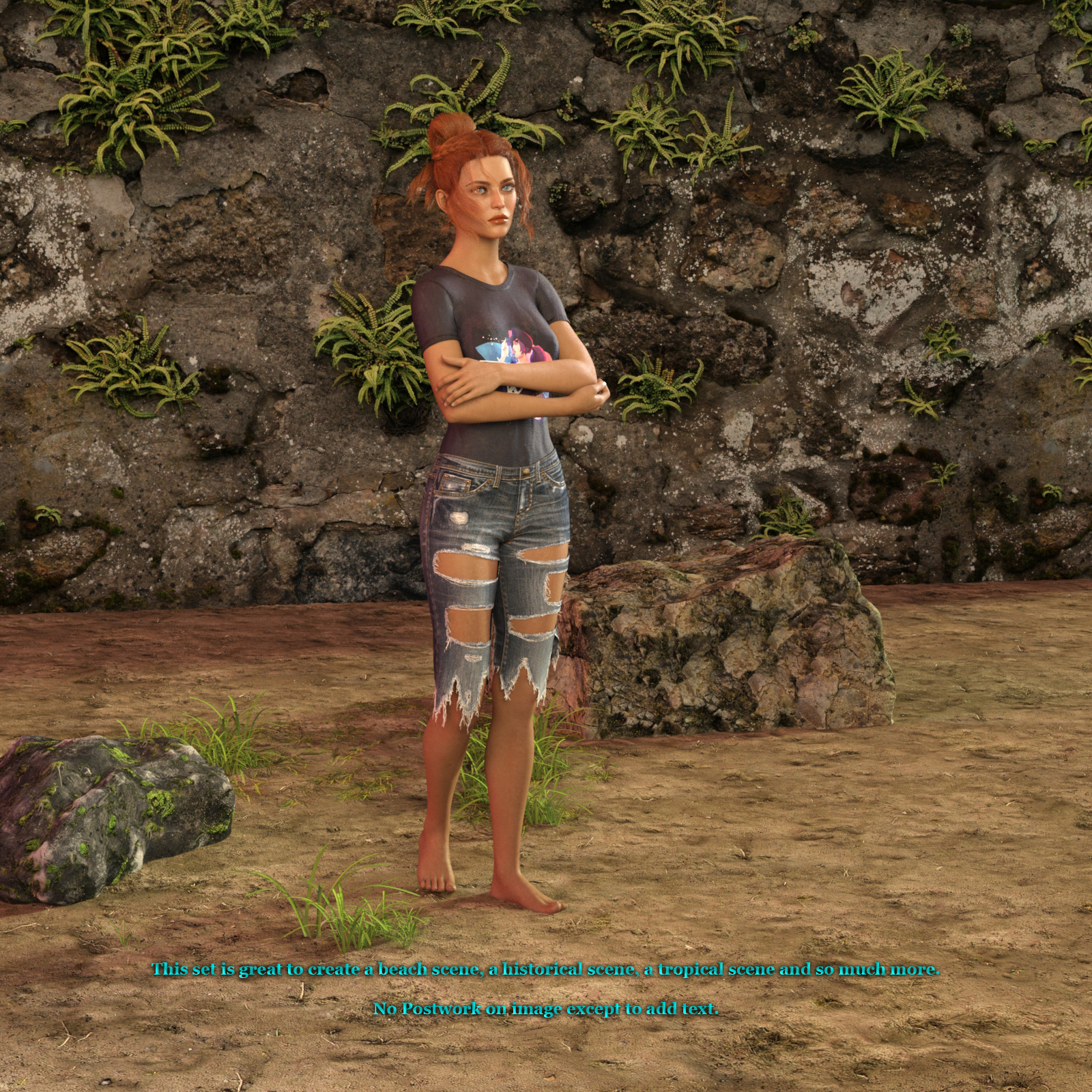 Old Stone Wall Prop Set For Iray by N/A