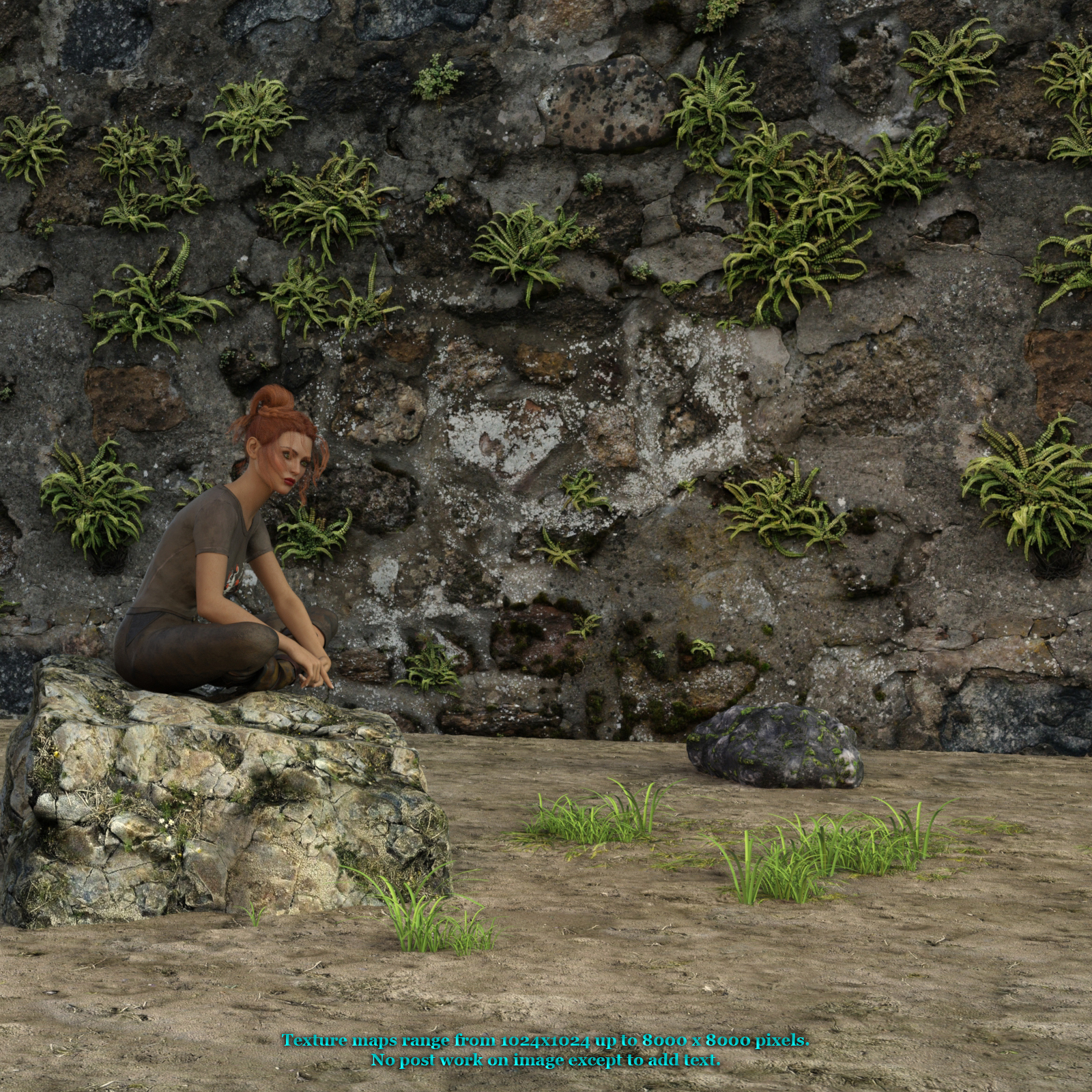 Old Stone Wall Prop Set For Iray by N/A