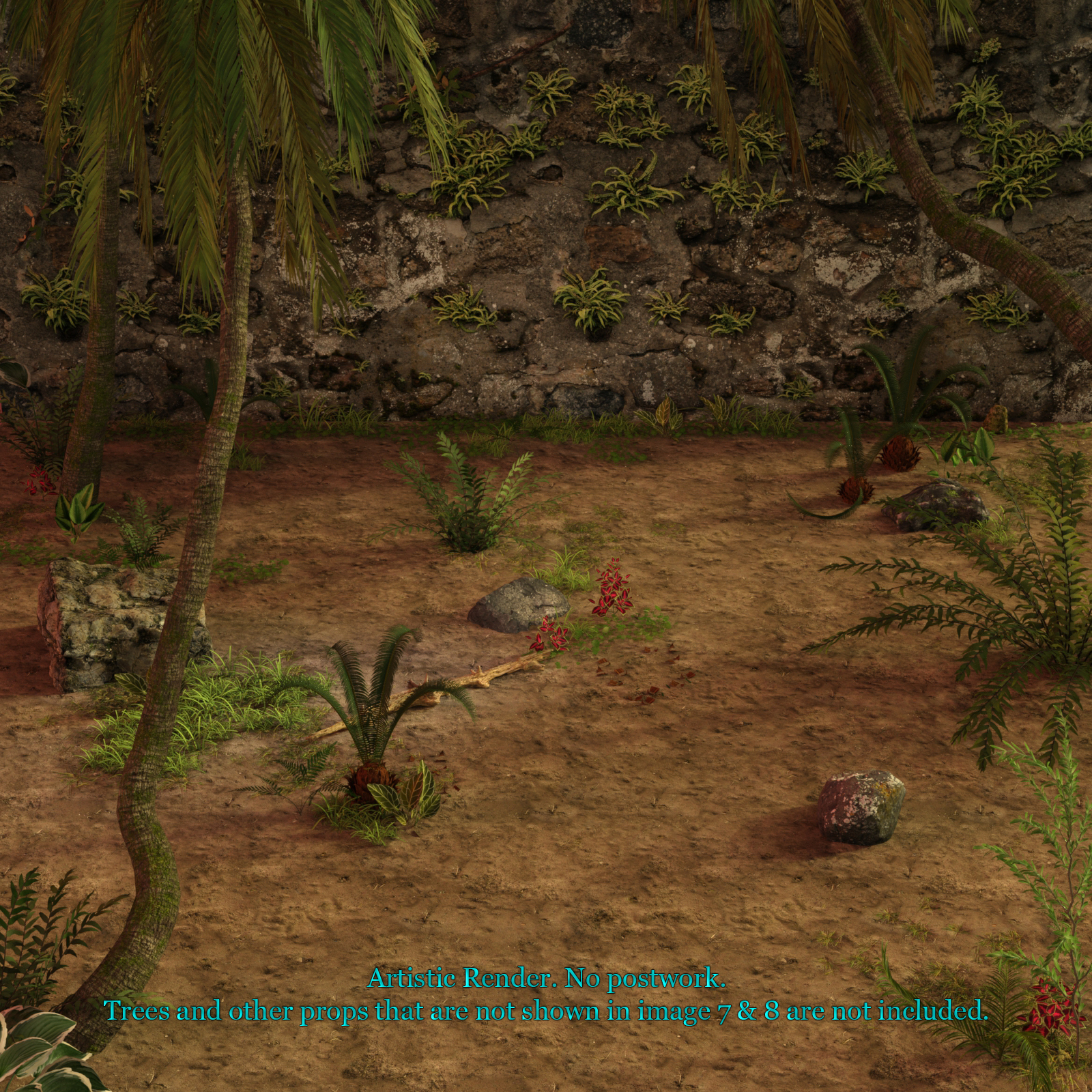 Old Stone Wall Prop Set For Iray by N/A