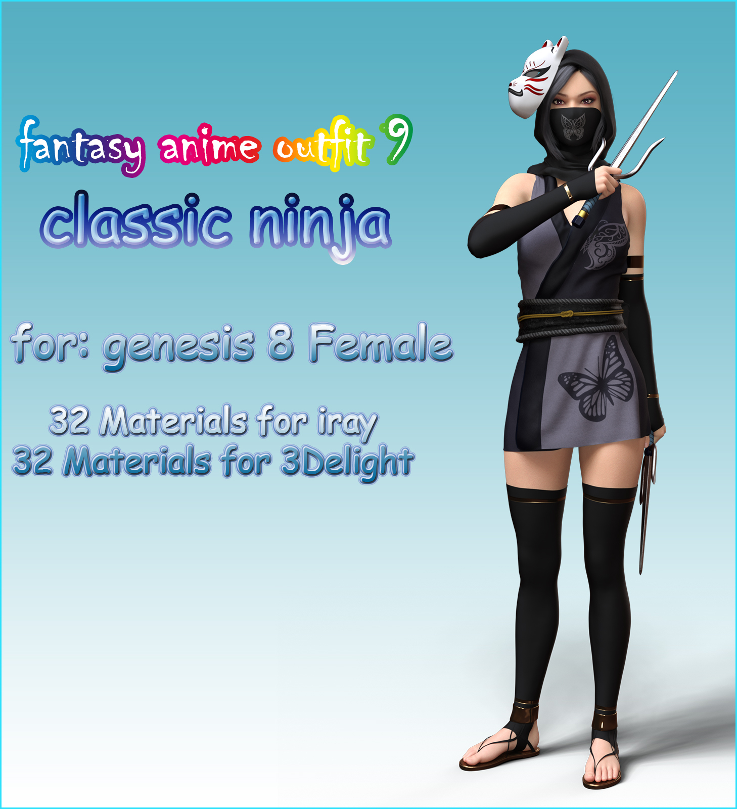 fantasy anime outfit 9 _ classic ninja  for G8F by N/A