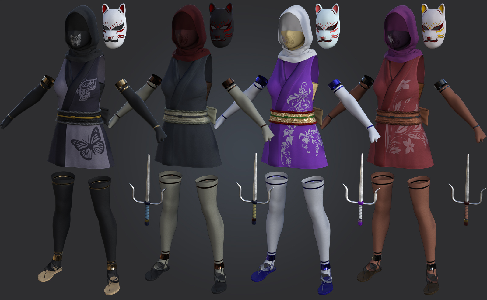 fantasy anime outfit 9 _ classic ninja  for G8F by N/A
