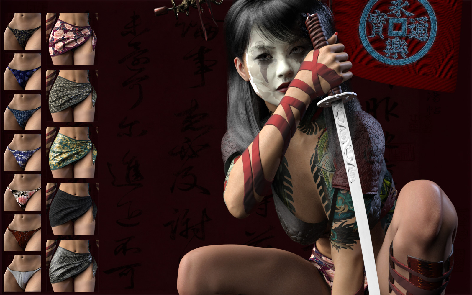 Samurai Girl Poses & Textures for GF8 by N/A