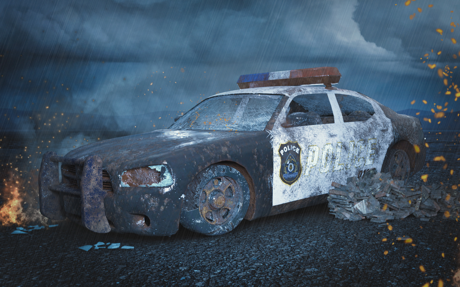 Destroyed Police Car DS by N/A