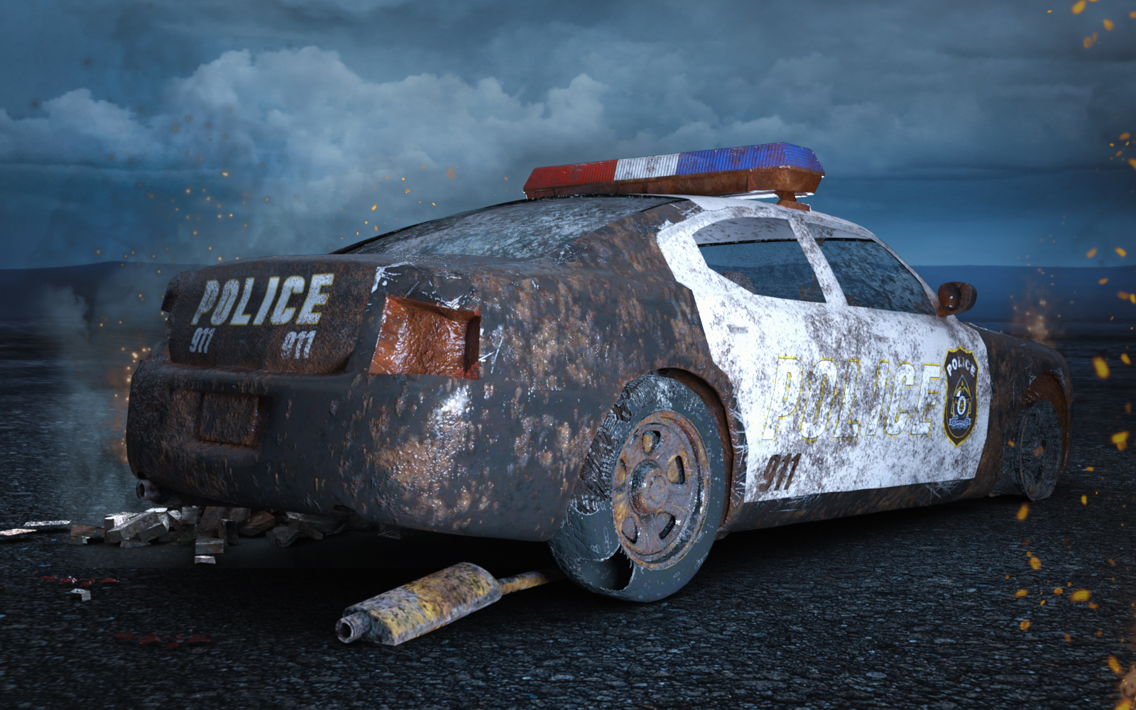 Destroyed Police Car DS by N/A