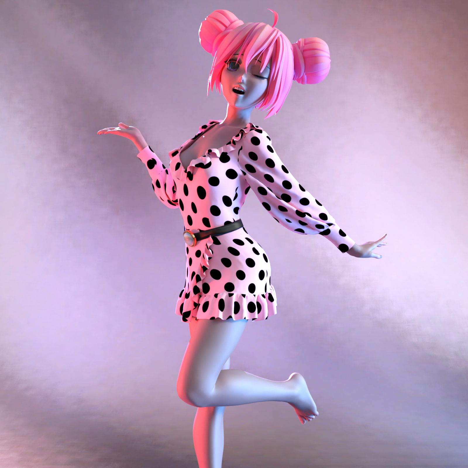 dForce PolkaDot Mini Dress by N/A