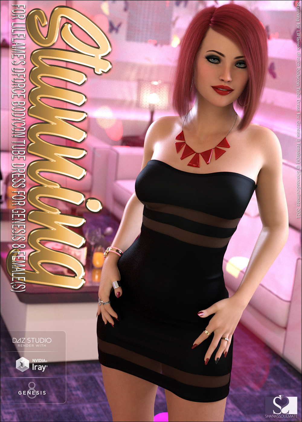 Stunning for dForce Bodycon Tube Dress for Genesis 8 Females by N/A