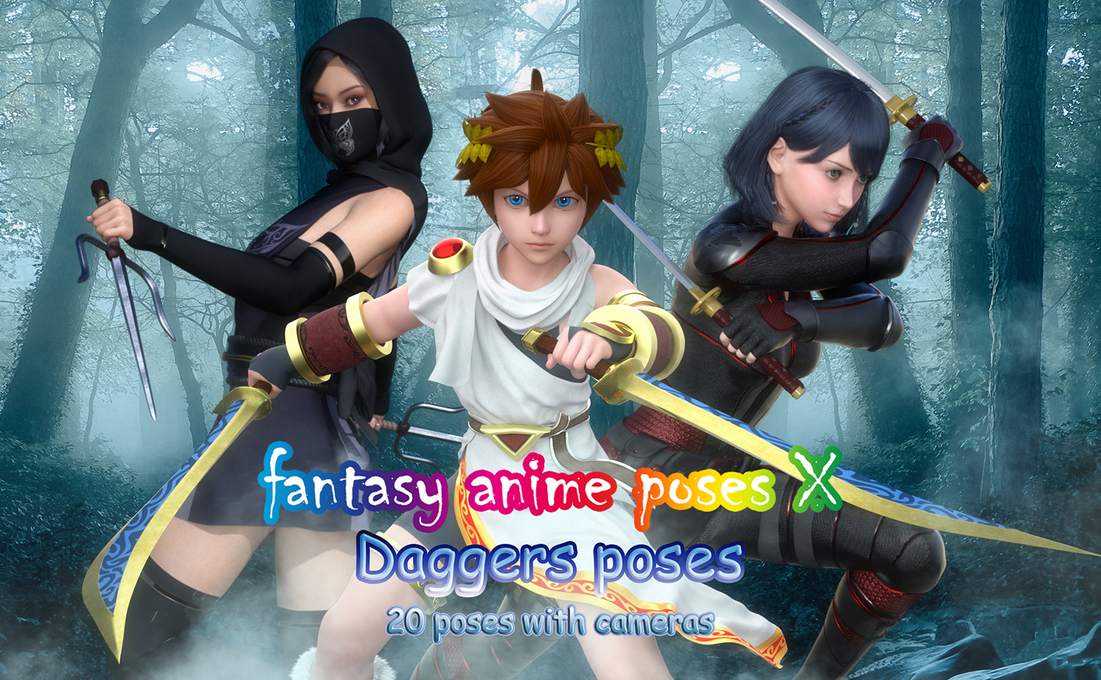 Fantasy Anime Poses X _ Daggers poses for G8F G8M by N/A