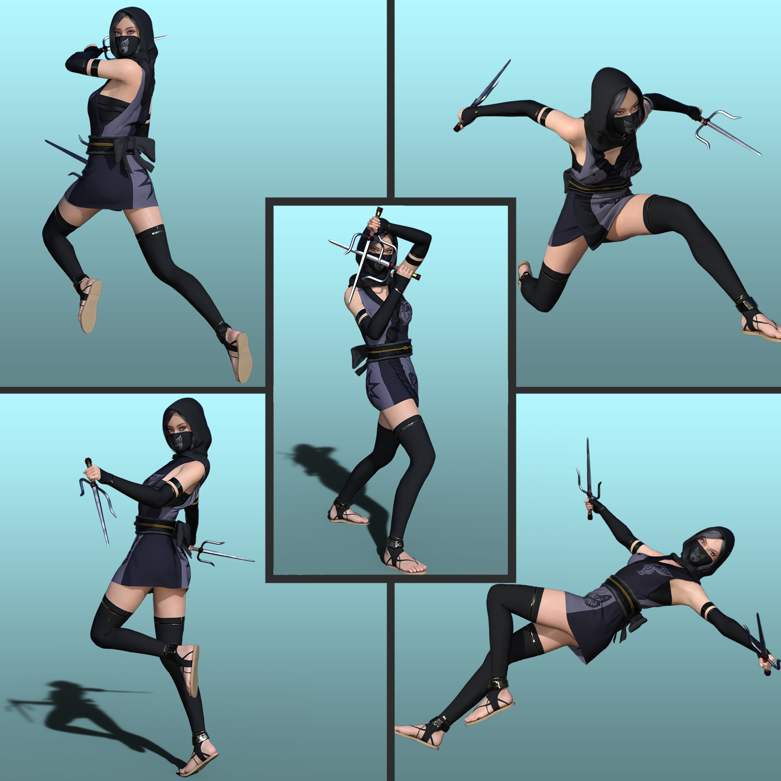 Fantasy Anime Poses X _ Daggers poses for G8F G8M by N/A