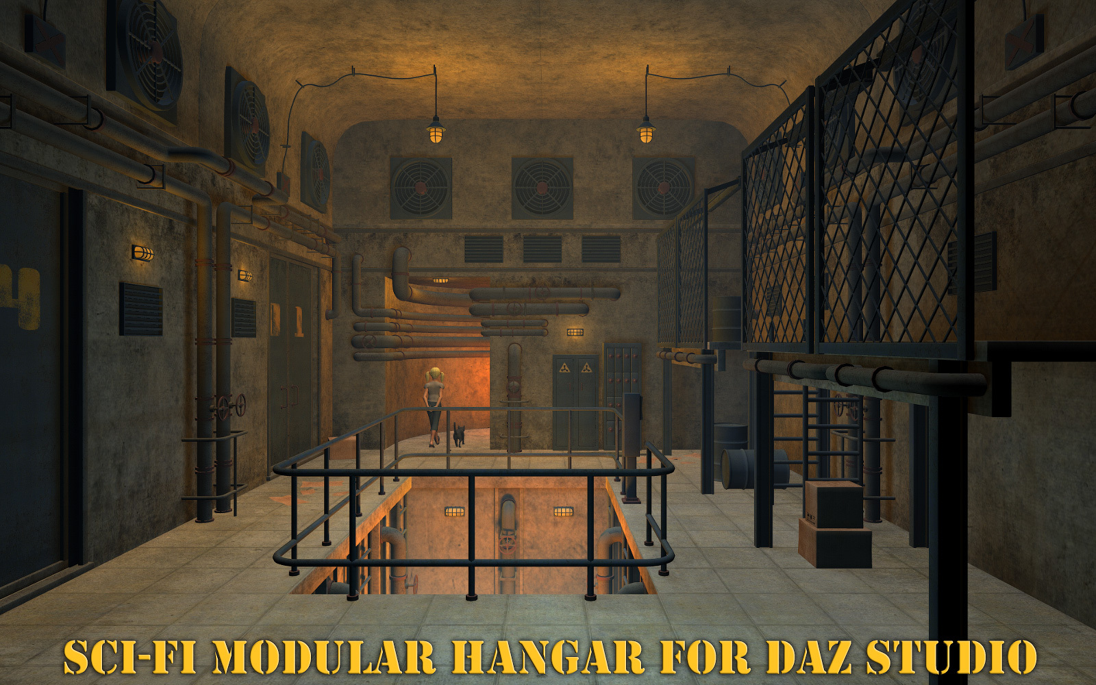 Sci-Fi Modular Hangar for Daz Studio by N/A