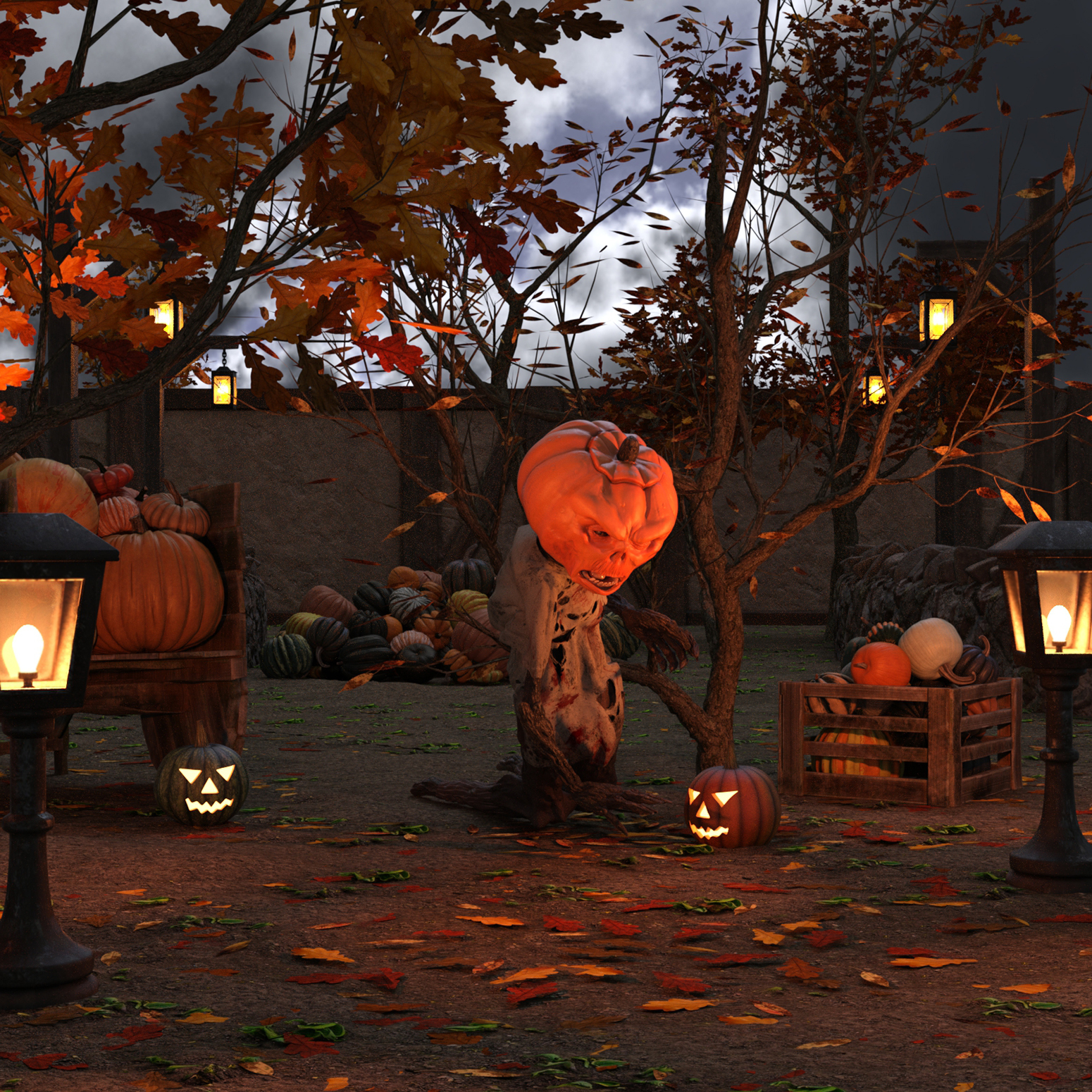 Fall Trees and Leaf Litter Props for Daz Studio Iray by N/A