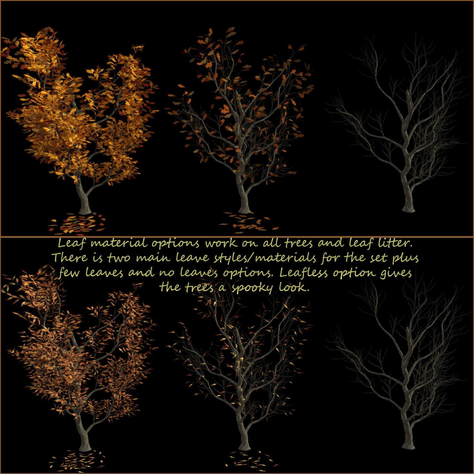 Fall Trees and Leaf Litter Props for Daz Studio Iray by N/A
