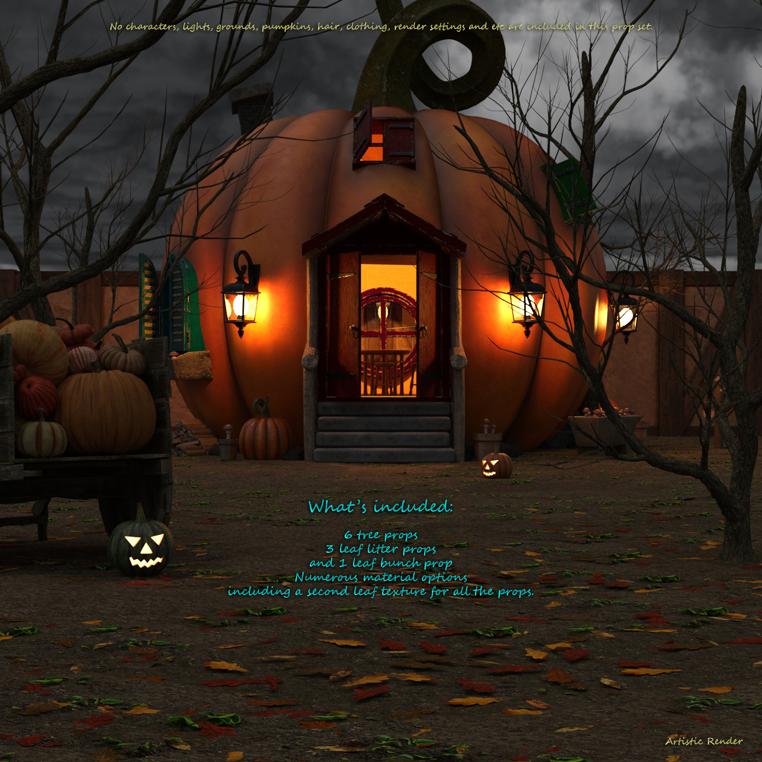 Fall Trees and Leaf Litter Props for Daz Studio Iray by N/A