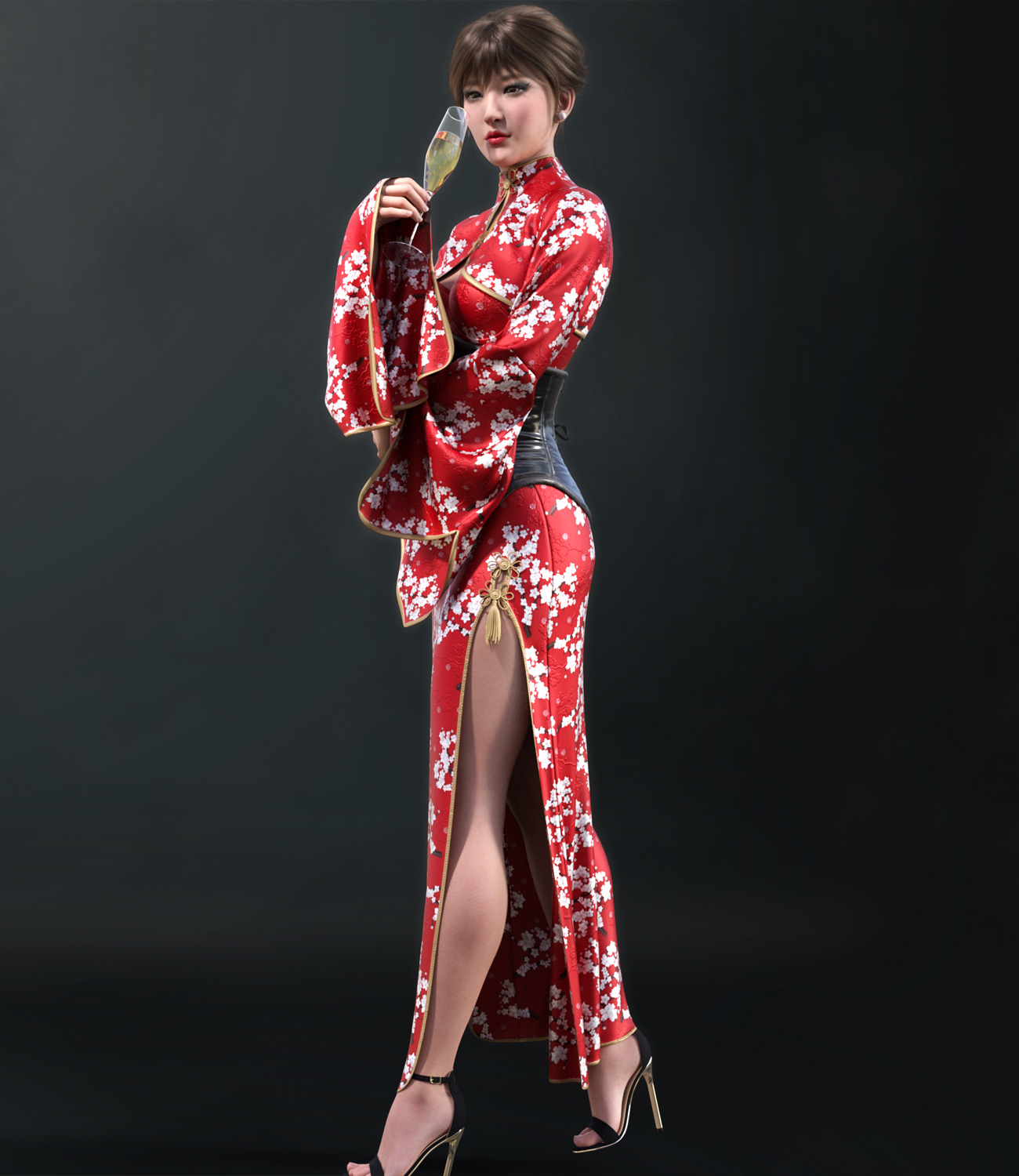 Midnight Kimono dforce outfit for Genesis 8 & 8.1 Female(s) by N/A