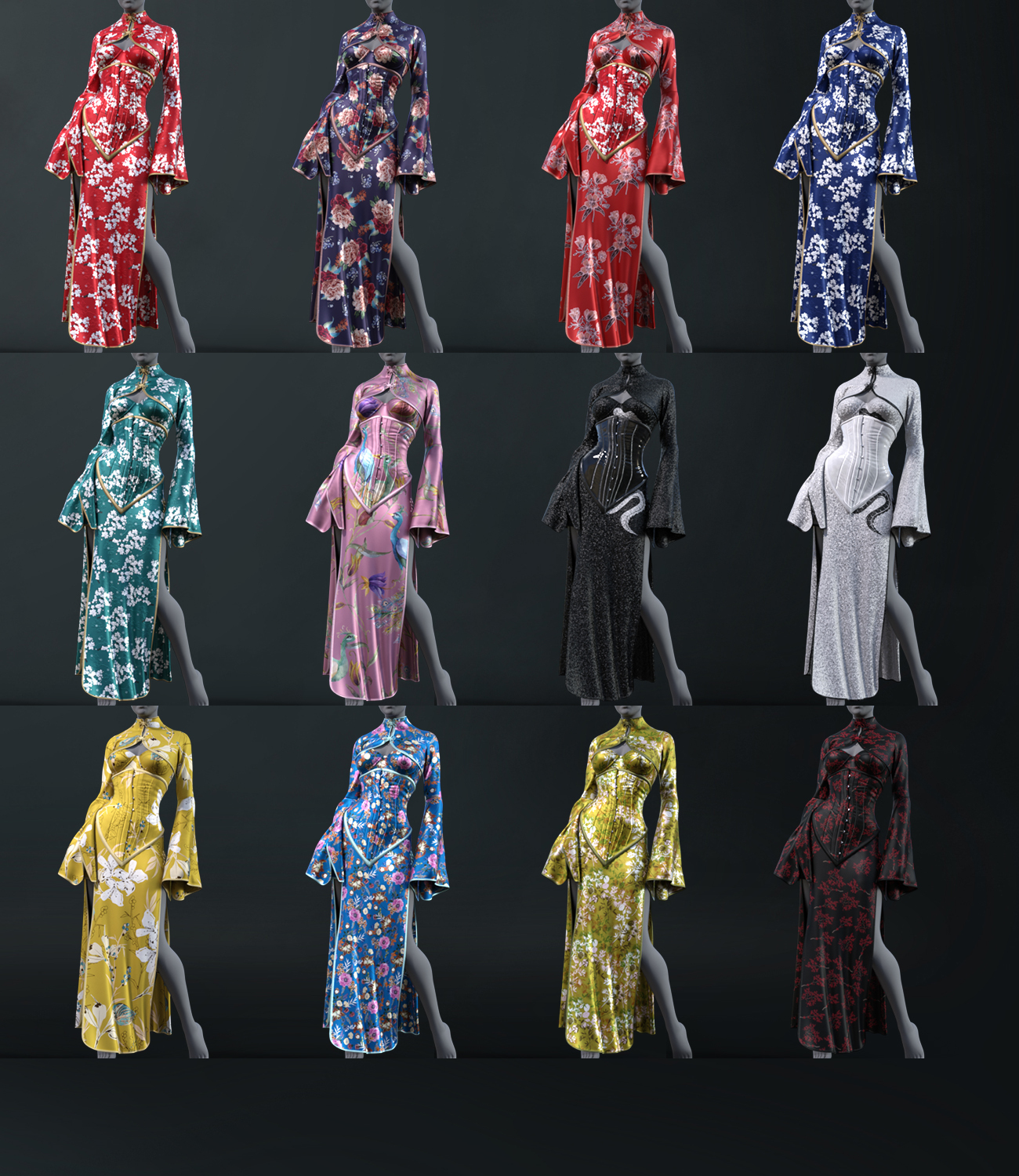 Midnight Kimono dforce outfit for Genesis 8 & 8.1 Female(s) by N/A