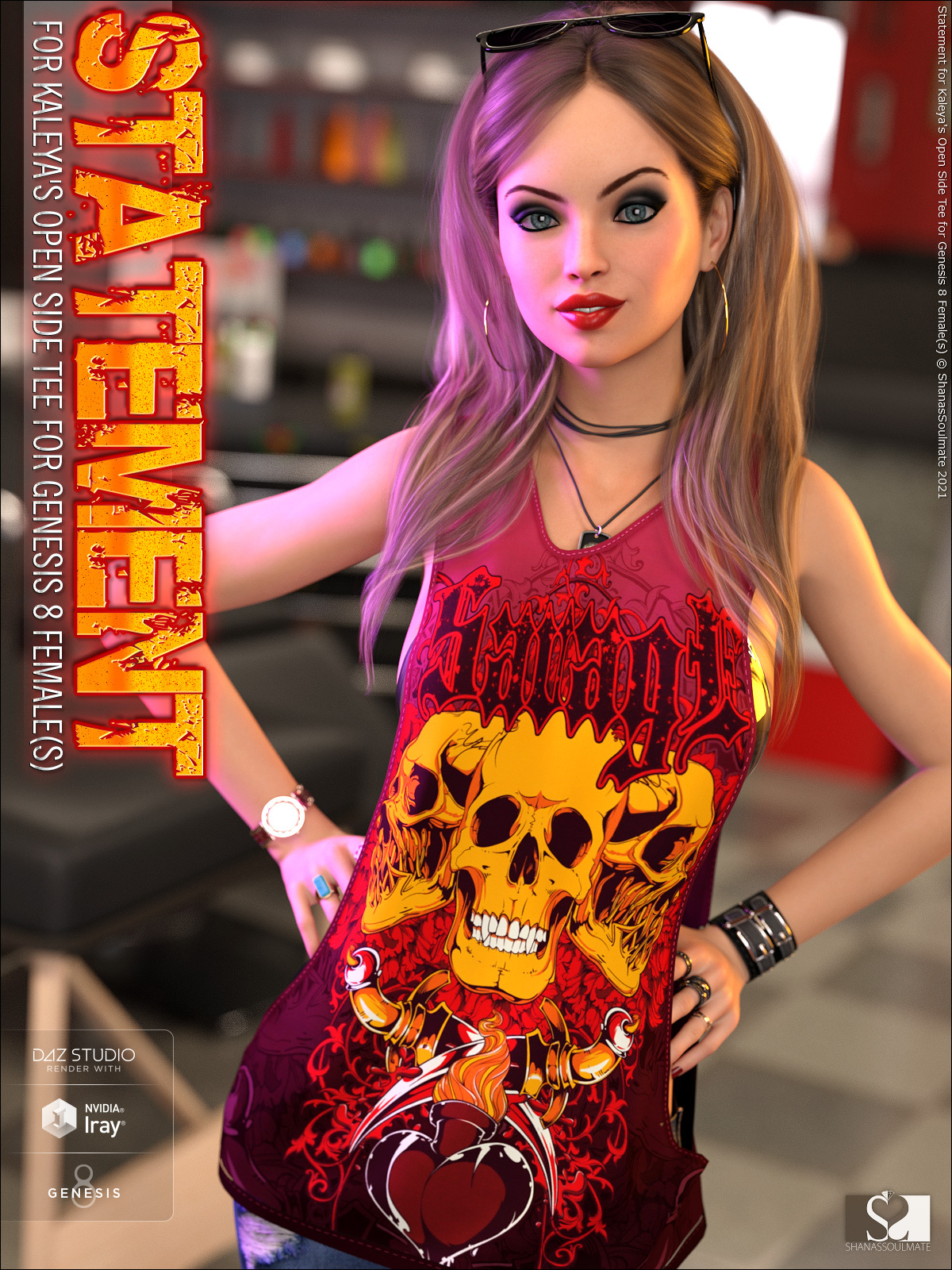 Statement for dForce Open Side Tee for Genesis 8 Female(s) by N/A