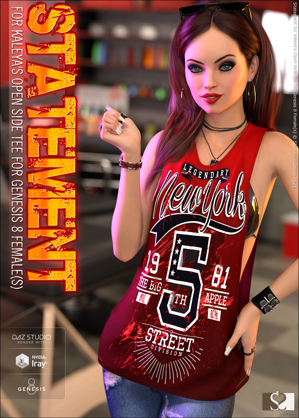 Statement for dForce Open Side Tee for Genesis 8 Female(s) by N/A