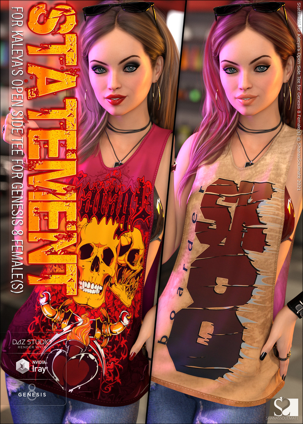 Statement for dForce Open Side Tee for Genesis 8 Female(s) by N/A