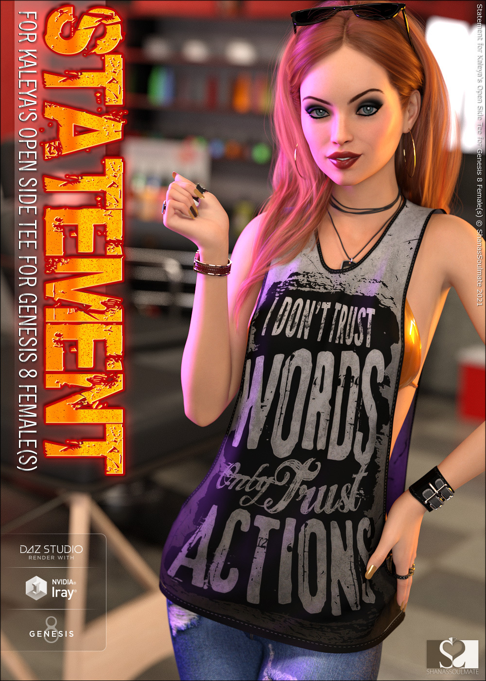 Statement for dForce Open Side Tee for Genesis 8 Female(s) by N/A