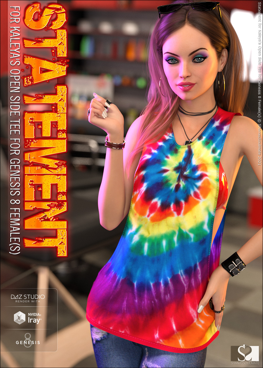 Statement for dForce Open Side Tee for Genesis 8 Female(s) by N/A