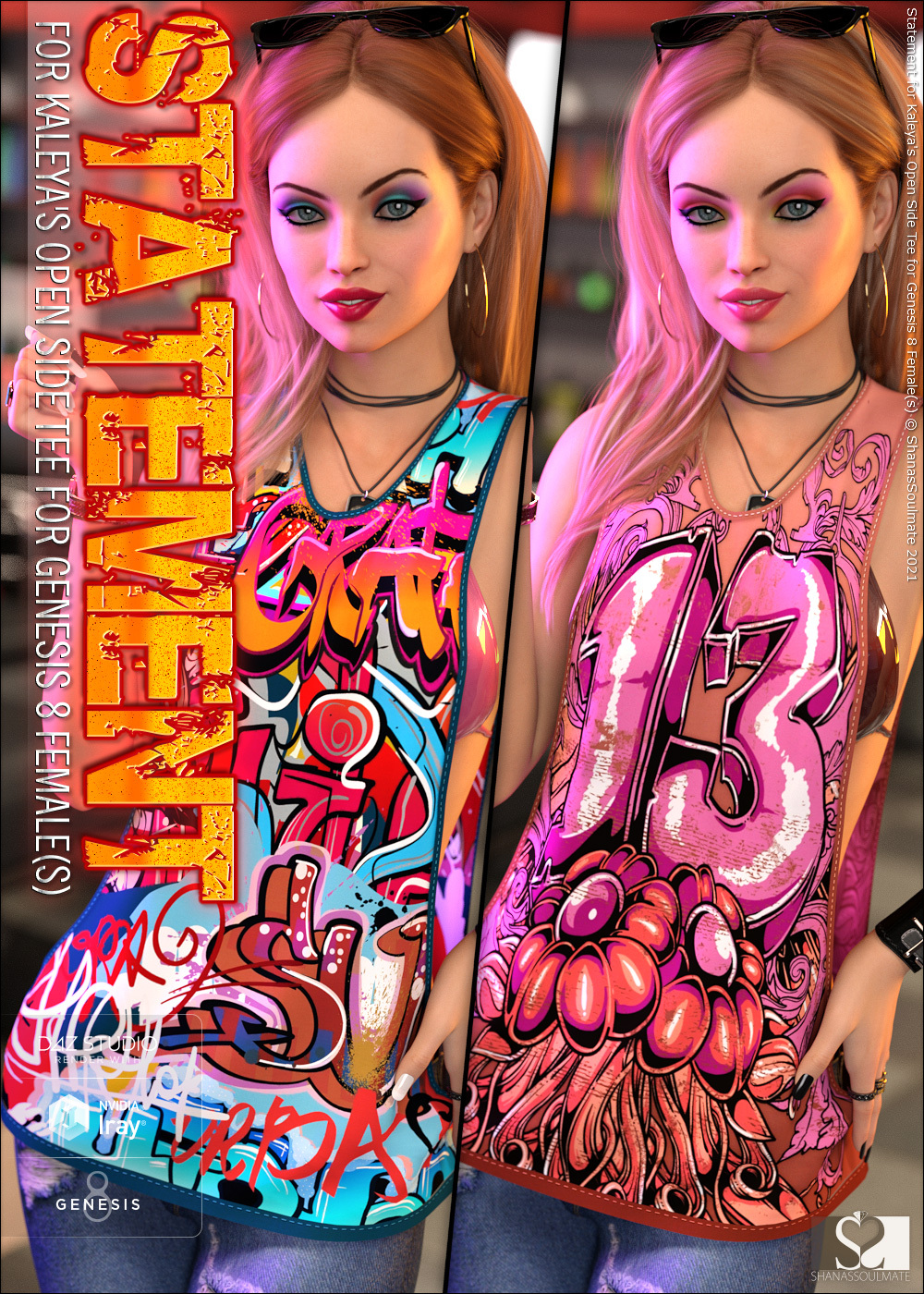 Statement for dForce Open Side Tee for Genesis 8 Female(s) by N/A