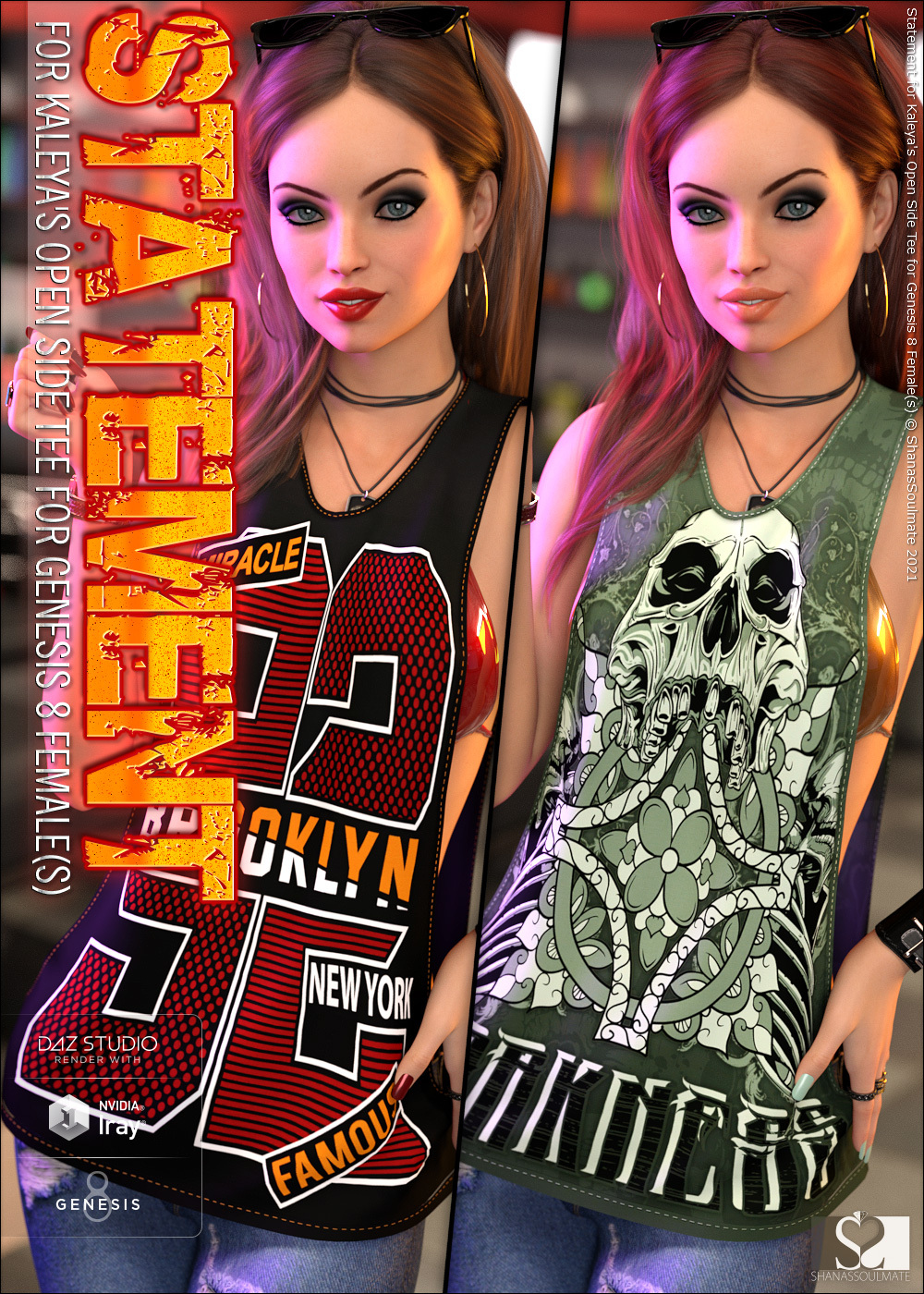Statement for dForce Open Side Tee for Genesis 8 Female(s) by N/A