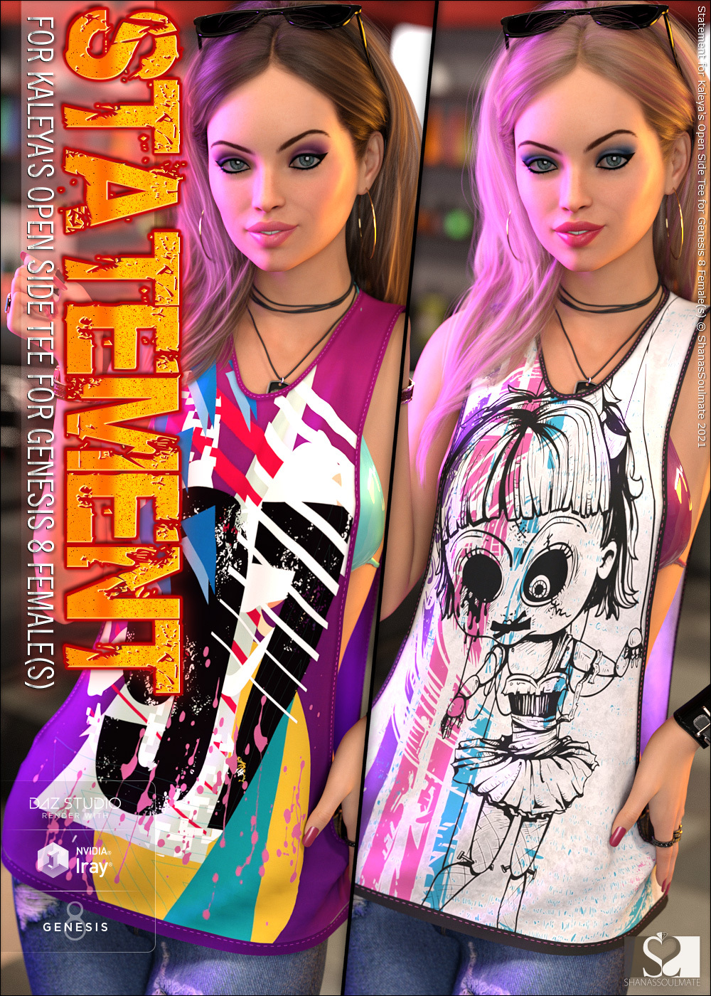 Statement for dForce Open Side Tee for Genesis 8 Female(s) by N/A