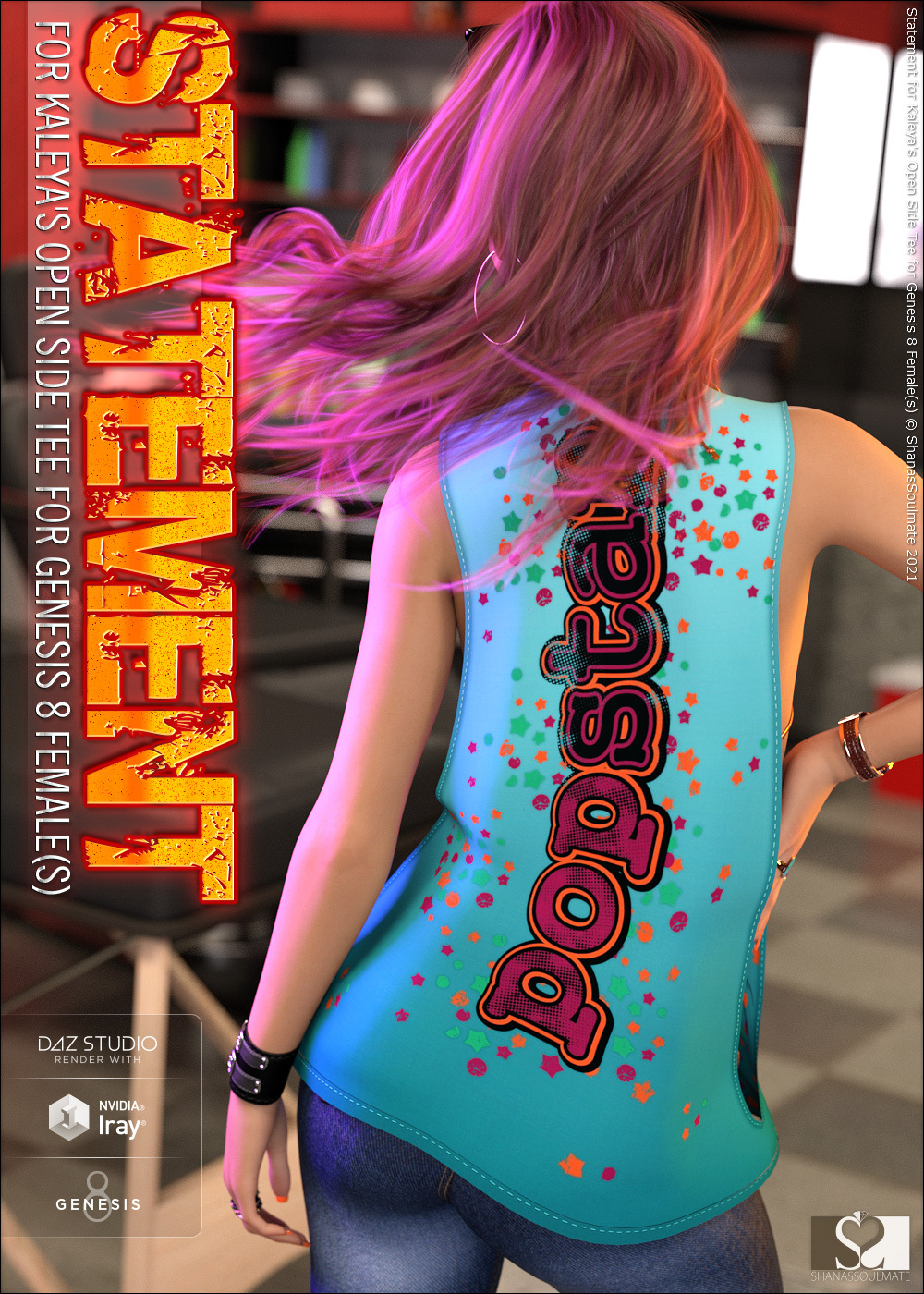 Statement for dForce Open Side Tee for Genesis 8 Female(s) by N/A