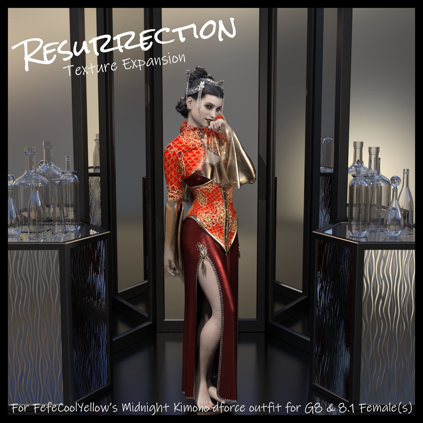 Resurrection for FefeCoolYellow's dForce Midnight Kimono for G8F by N/A
