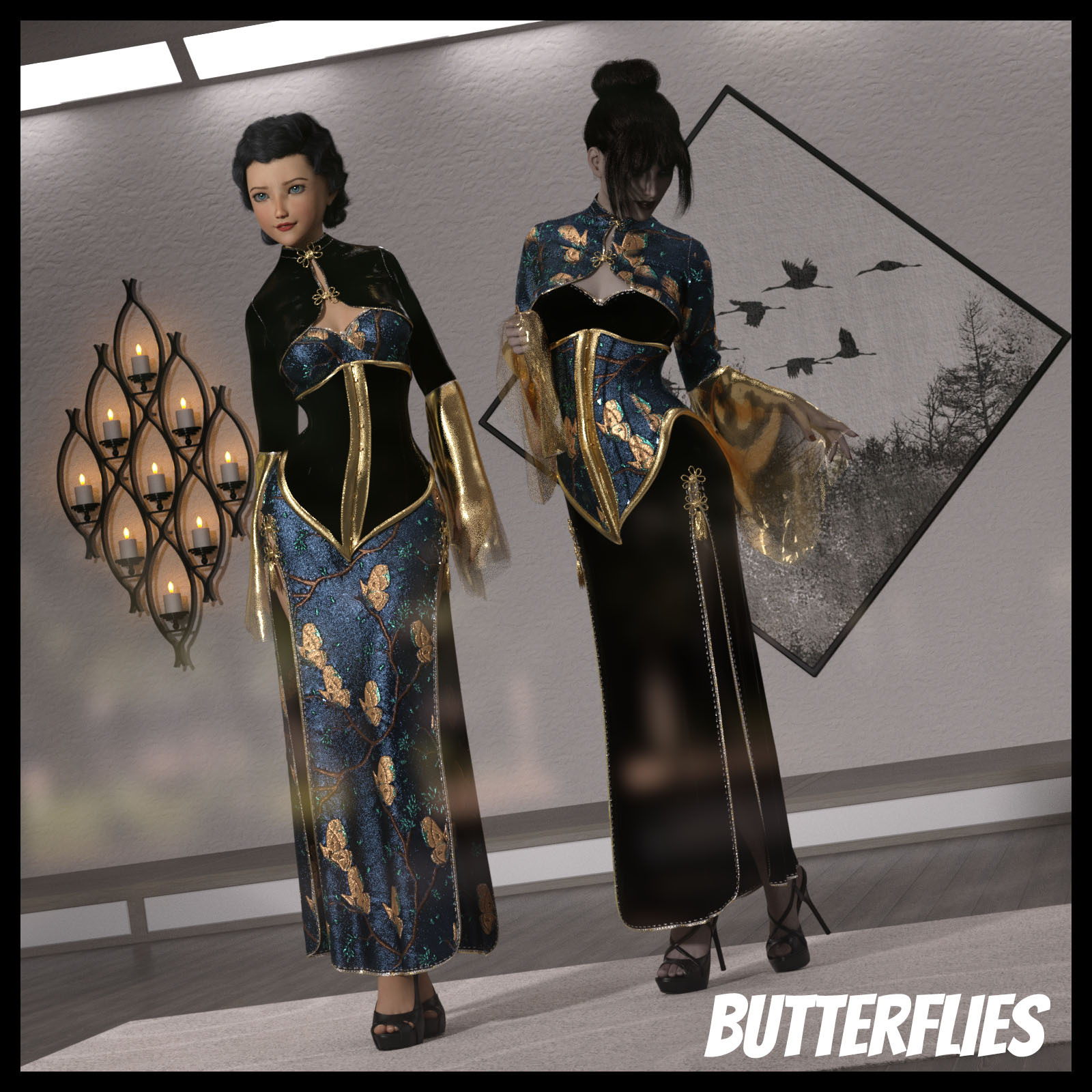 Resurrection for FefeCoolYellow's dForce Midnight Kimono for G8F by N/A