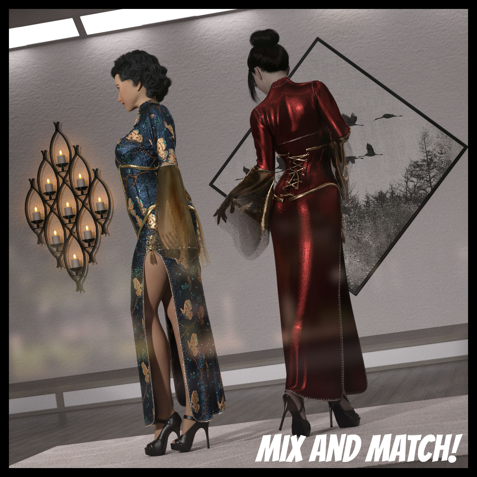 Resurrection for FefeCoolYellow's dForce Midnight Kimono for G8F by N/A