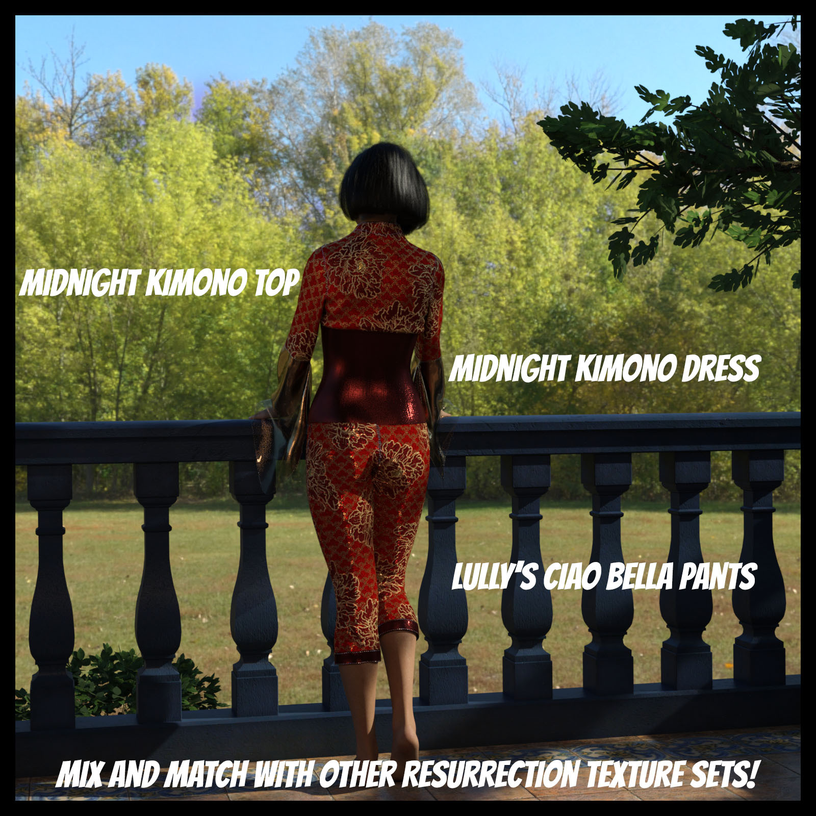 Resurrection for FefeCoolYellow's dForce Midnight Kimono for G8F by N/A