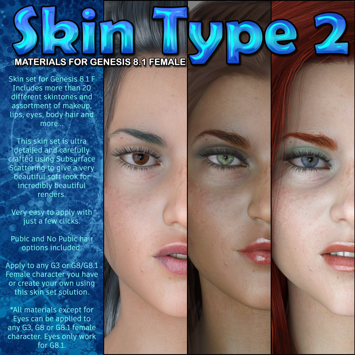 Exnem Skin Type 2 for Genesis 8.1 Female by N/A