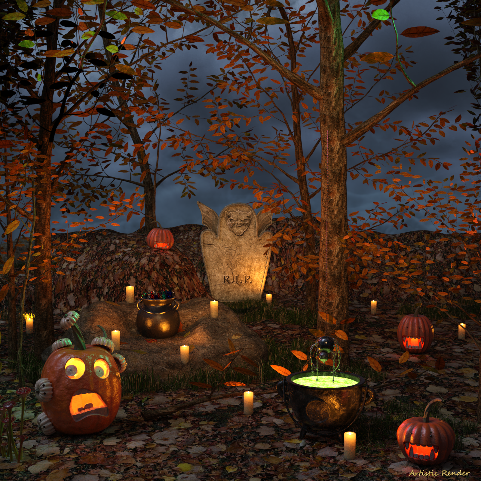 Autumn Leaves Tileable Ground Prop set by N/A