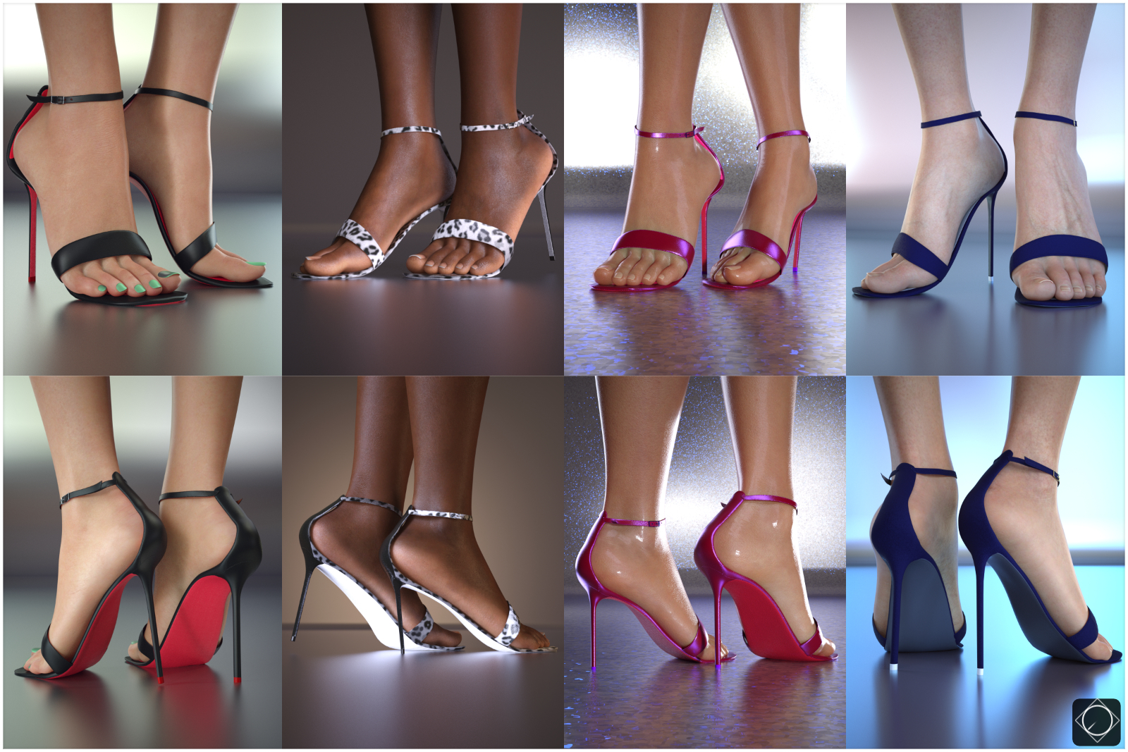 Aurora Strappy Heels for Genesis 8 Females by N/A