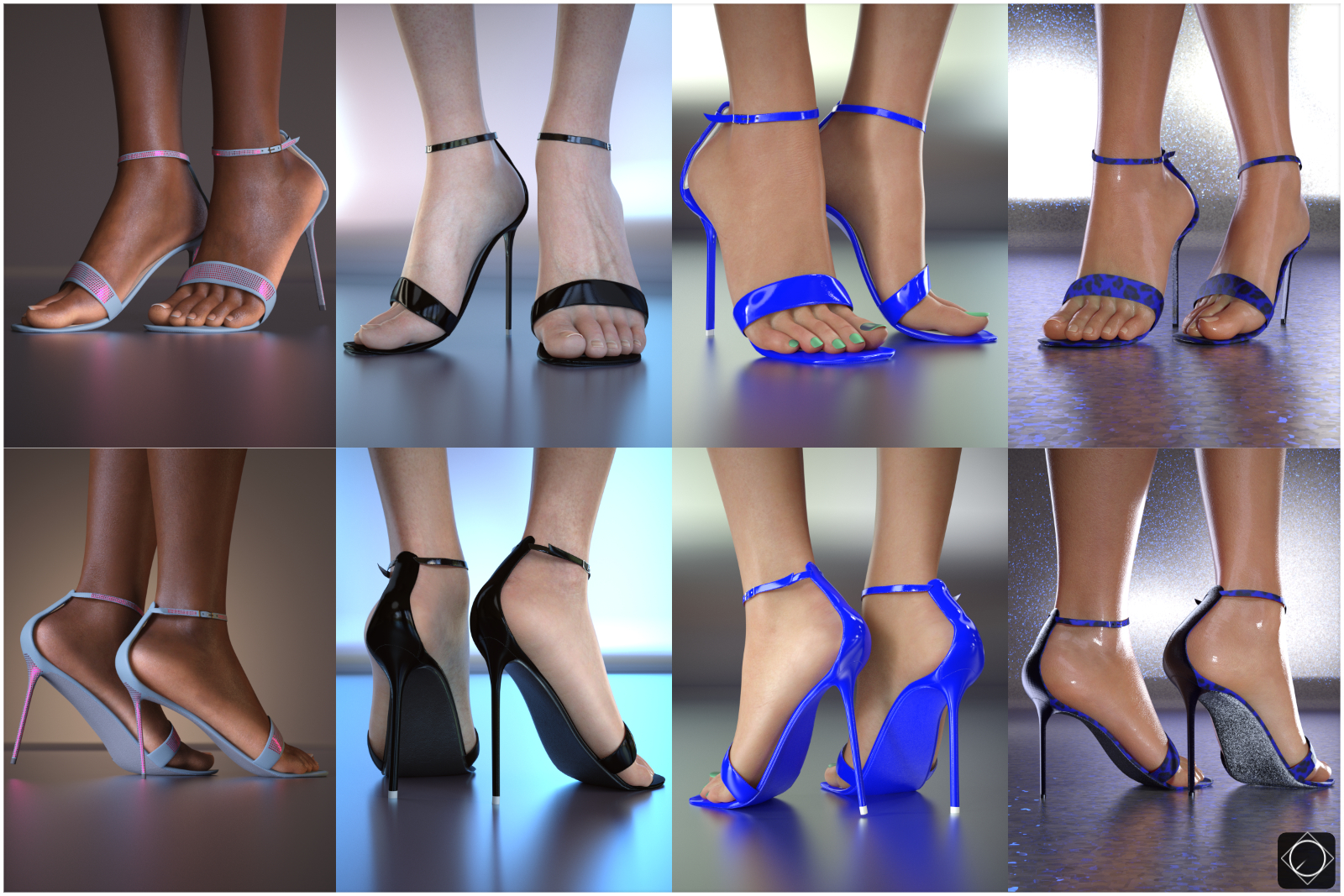 Aurora Strappy Heels for Genesis 8 Females by N/A