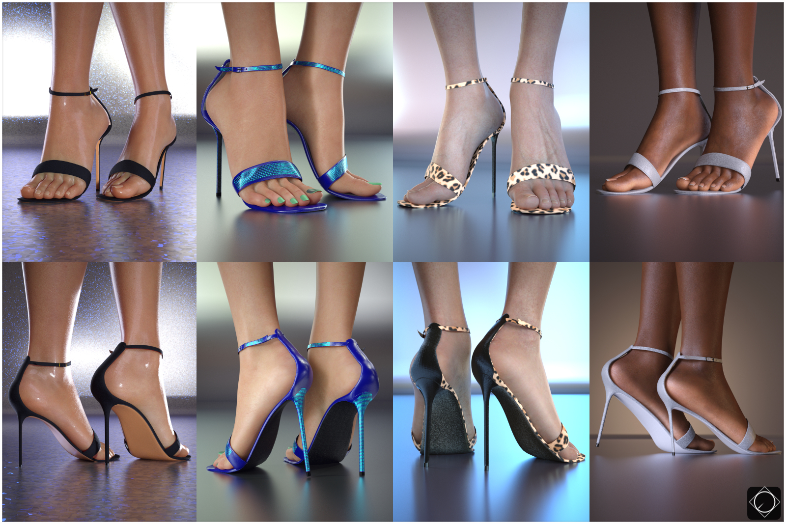 Aurora Strappy Heels for Genesis 8 Females by N/A