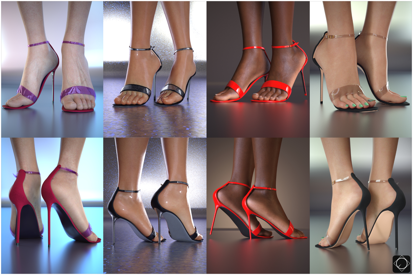 Aurora Strappy Heels for Genesis 8 Females by N/A