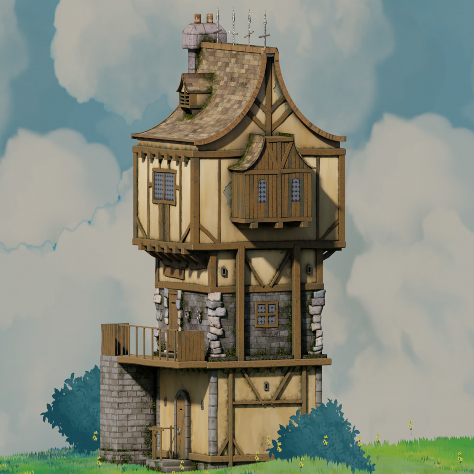 fantasy Stylized Medieval House b1 by N/A