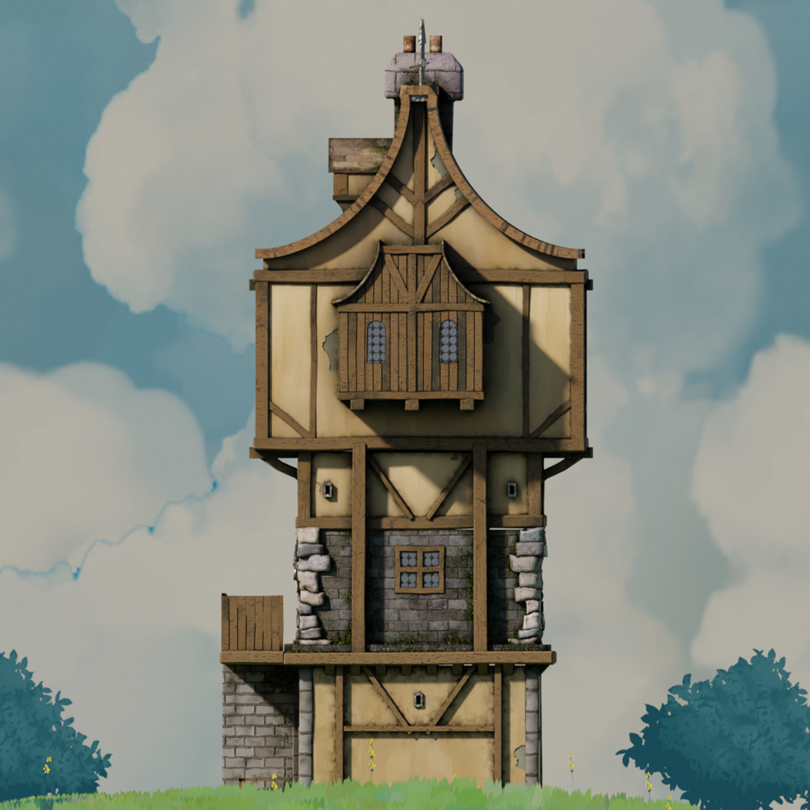 fantasy Stylized Medieval House b1 by N/A