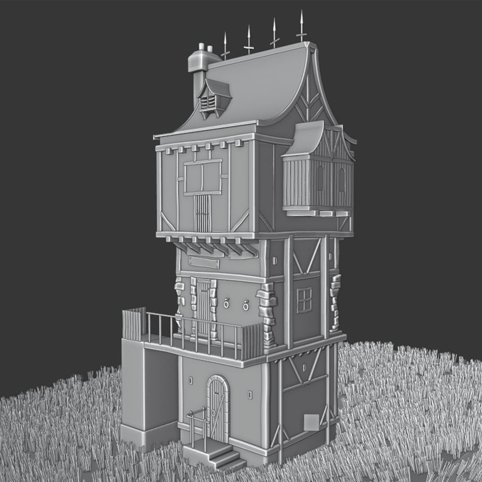 fantasy Stylized Medieval House b1 by N/A