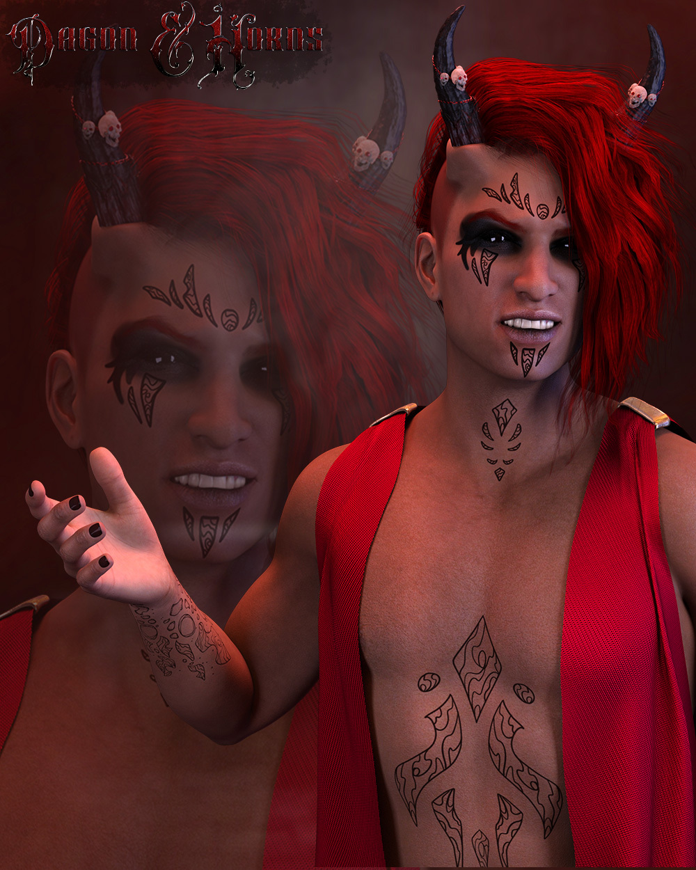 Dagon and Horns for Genesis 8.1 Male by N/A