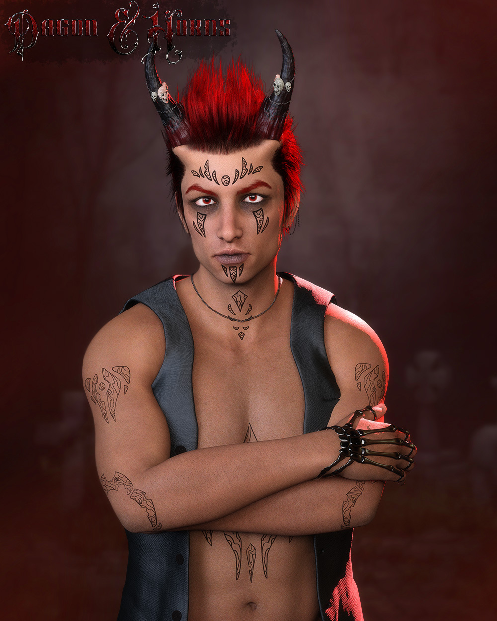 Dagon and Horns for Genesis 8.1 Male by N/A