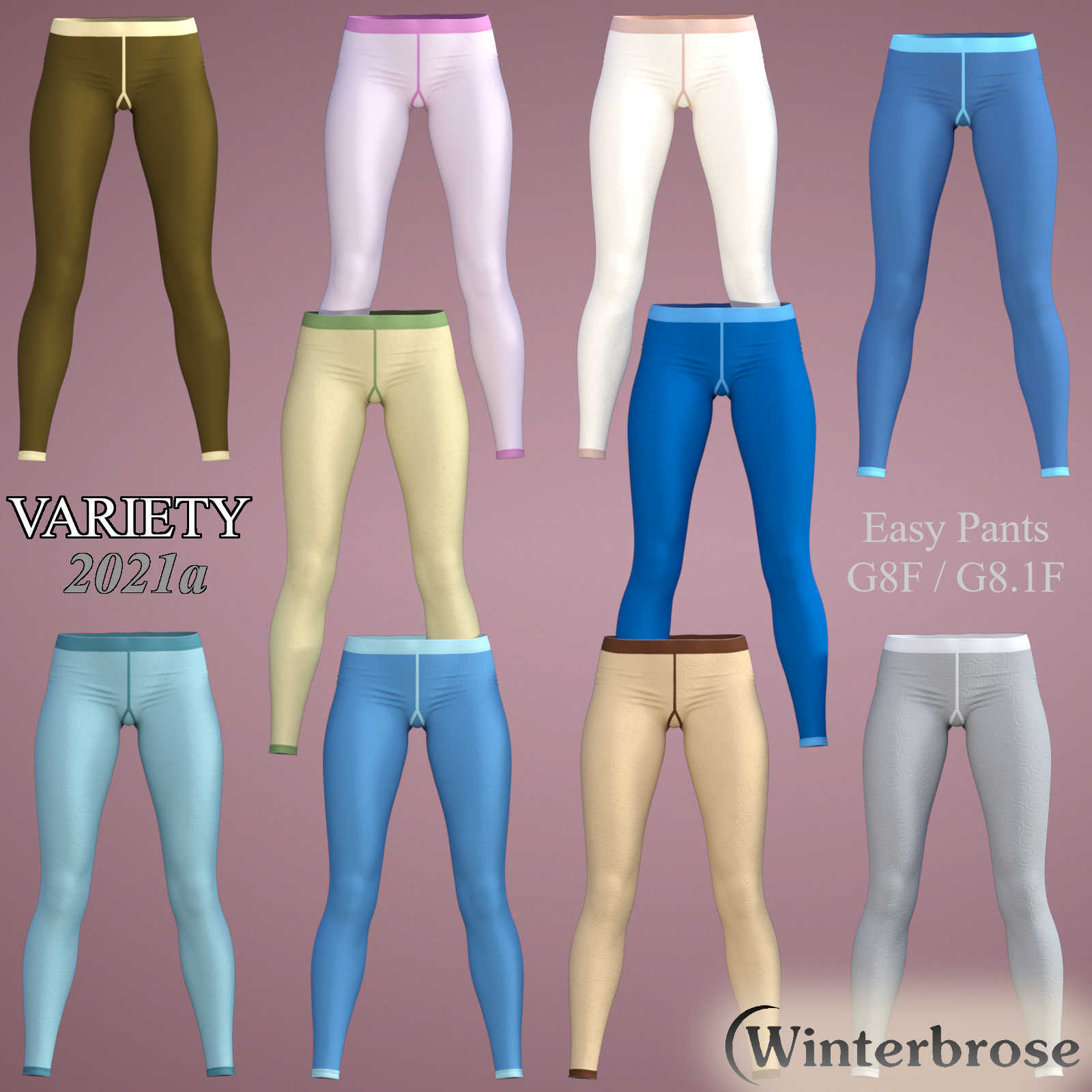 Easy Pants VARIETY Styles 2021a for Easy Pants for Genesis 8/8.1 Females by N/A