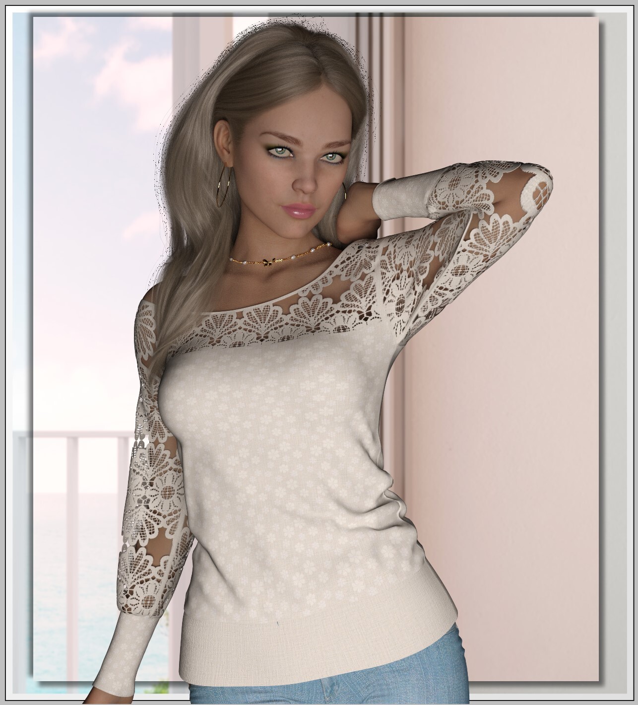 Colorbomb- Slouchy Wide Neck Shirt by N/A