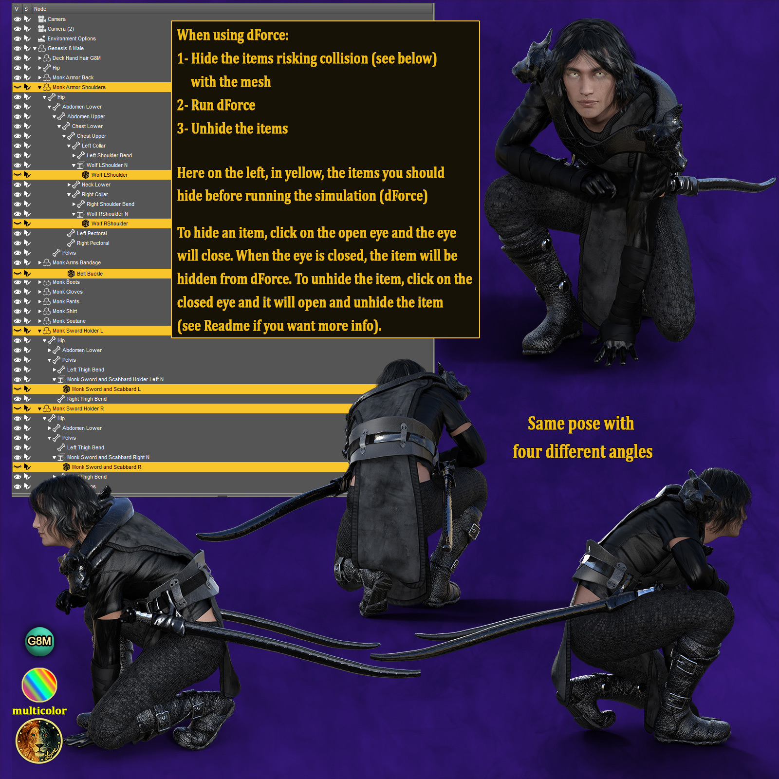 Lyones dForce Monk Outfit for G8M by N/A