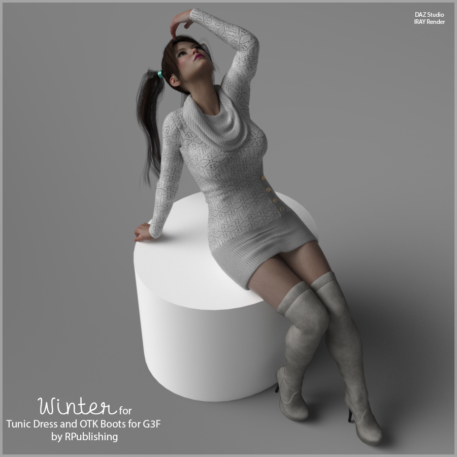 Winter for Tunic Dress and OTK Boots for G3F by N/A
