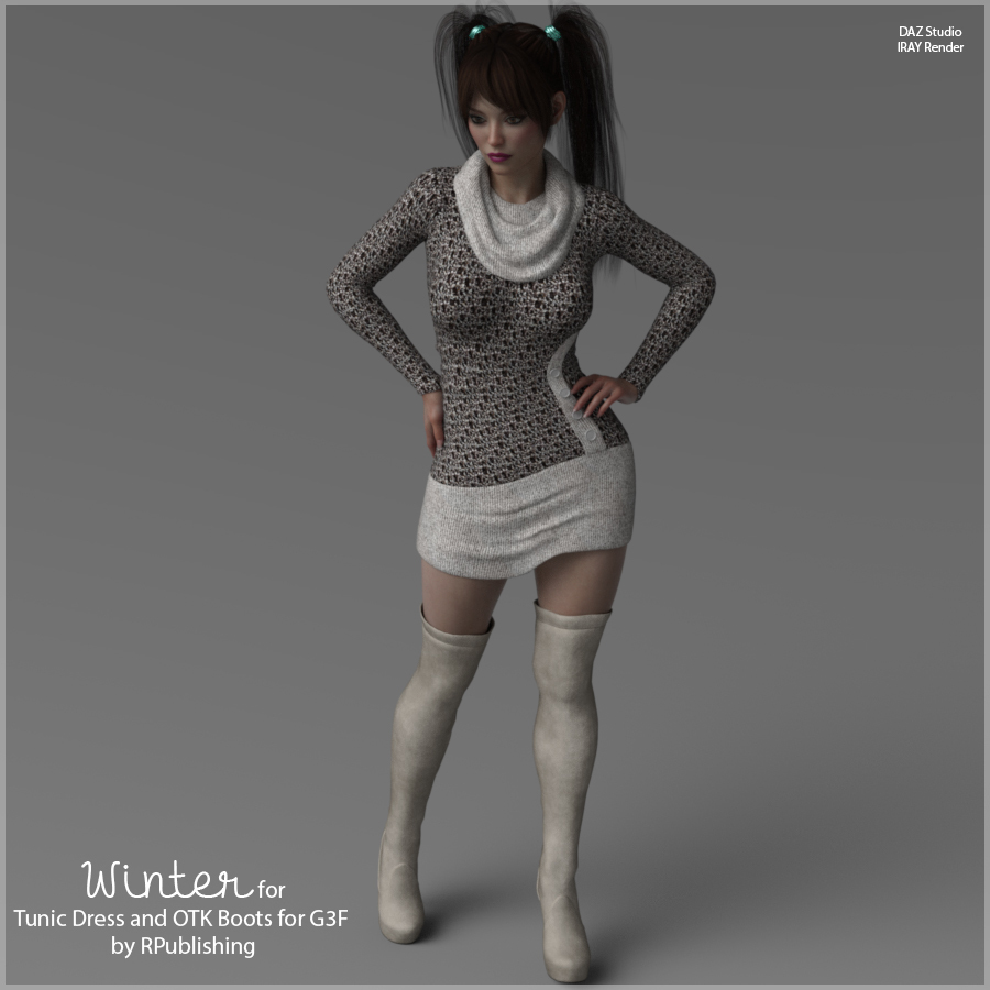 Winter for Tunic Dress and OTK Boots for G3F by N/A