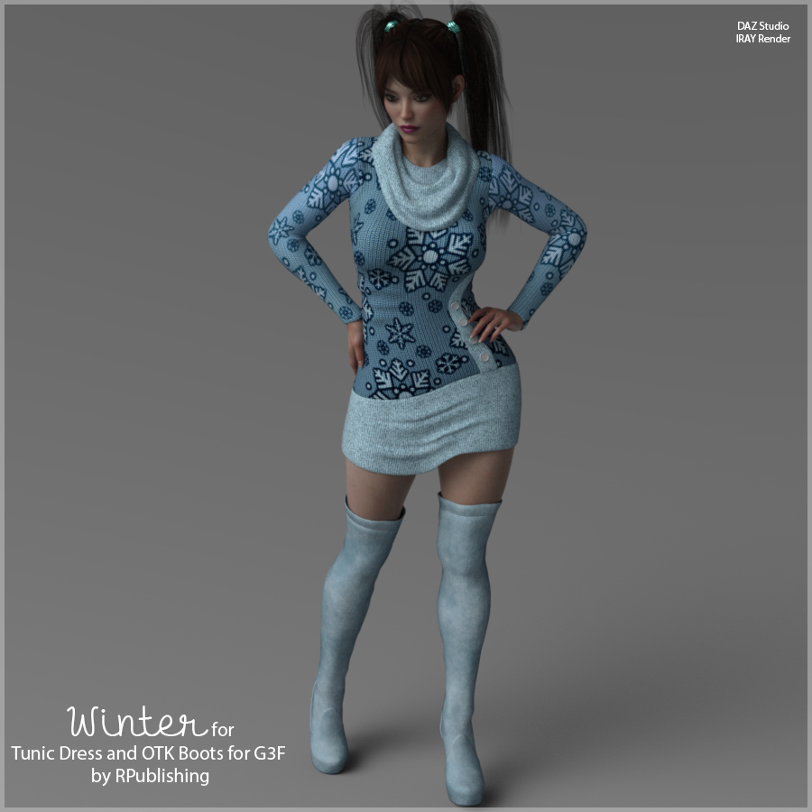 Winter for Tunic Dress and OTK Boots for G3F by N/A