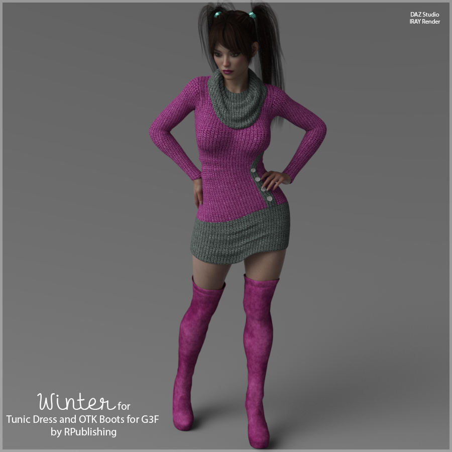 Winter for Tunic Dress and OTK Boots for G3F by N/A