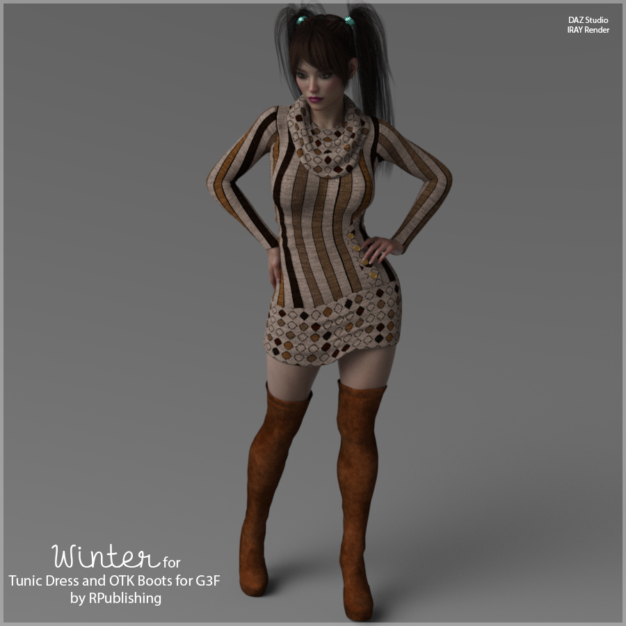 Winter for Tunic Dress and OTK Boots for G3F by N/A